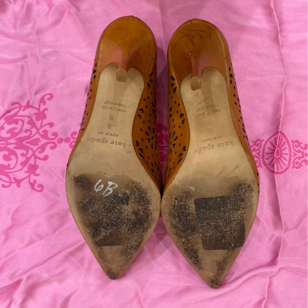 Kate Spade Lana laser cut floral leather Pump Size 9B - Picture 6 of 6